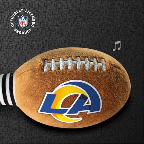 Image of Los Angeles Rams Plush Football Rattle by Smilo - Officially Licensed NFL Baby Rattle Toy - Soft Baby Rattle with Bell - for Babies and Toddlers from 3 Months