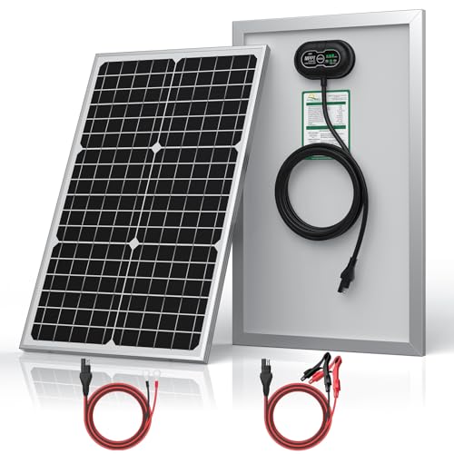 SUNER POWER 24V 30W Solar Battery Charger Maintainer, Built-in Ultra Smart MPPT Charge Controller, Waterproof 30 Watt Solar Panel Trickle Charging Kit for 24Volt AGM, Lead-Acid, Lifepo4 Battery