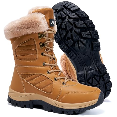 Zofre Women's Winter Snow Boots Comfortable Warm Fur Lined Outdoor Waterproof Non Slip Lightweight Mid Calf Booties for Walking