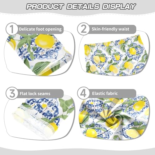 Girls' Athletic Leggings Ankle Length Yoga Dance Pants Kids Teen 4T Lemon Leaves3