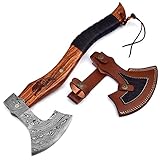 Dessi Damascus Steel Blade Axe Hatchet Tomahawk Hunting Knife Camping Outdoor. SM48