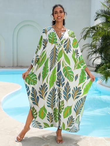 Image of KEYLORTING Plus Size Kaftan Dress Women, African Moo Moo Print Caftan, Batwing Dress, Beach Cover Up for Party and Loungewear