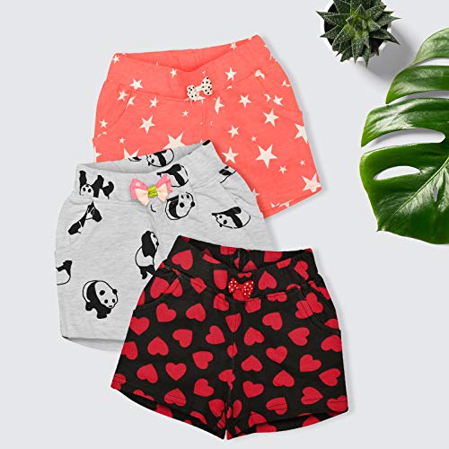Image of Girls Girl's Regular fit Cotton Shorts (Pack of 3) (ATKUGLSHRT01 Multicolor 4-5 Years)