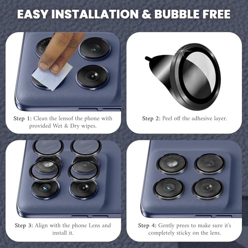 Image of ArmourPro Camera Rings Tempered Glass for Motorola Edge 60 Fusion, Tough HD Individual Aluminum Alloy Rings 9H Camera Cover, Scratch-Resistant,Camera Lens Protection| Black, 1 Pack
