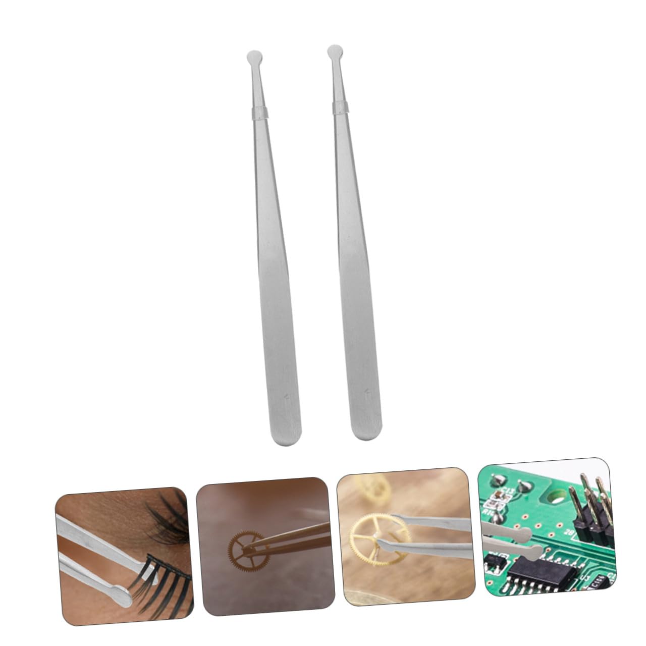 Didiseaon 3 Set Pinzette Per Timbri Saldatura Tweezers Pinzette Per Nail Art Pinzette Fini Pro Pinzetta Di Precisione Pinzette A Punta Tonda Acciaio Inossidabile Silver 2 Pezzi * 3