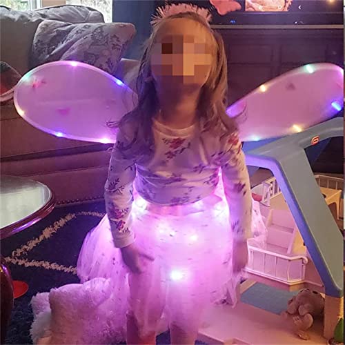 Purfeel Girls Led Light Up Angel Wings Kids Butterfly Wings Costume 4Pcs Sets Purple #TOP4