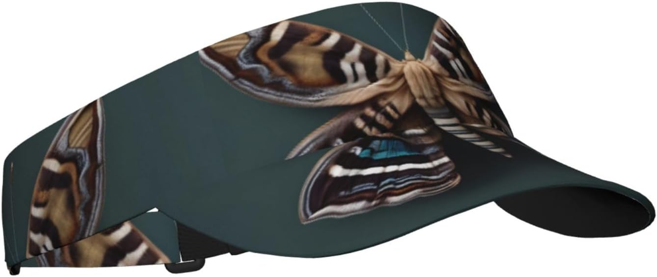 Beautiful Moth Print Sports Sun Visor Hats,Adjustable Sun Caps for Men Women Adults Lightweight Black