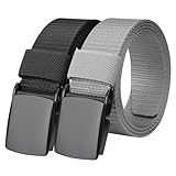 Magiccute 2 Stück Kinder Gürtel Jungen Mädchen ohne Löcher, Nylon Gürtel Verstellbar mit Metall Schnalle, Für Schule Freizeit Sport 7–14 Jahre