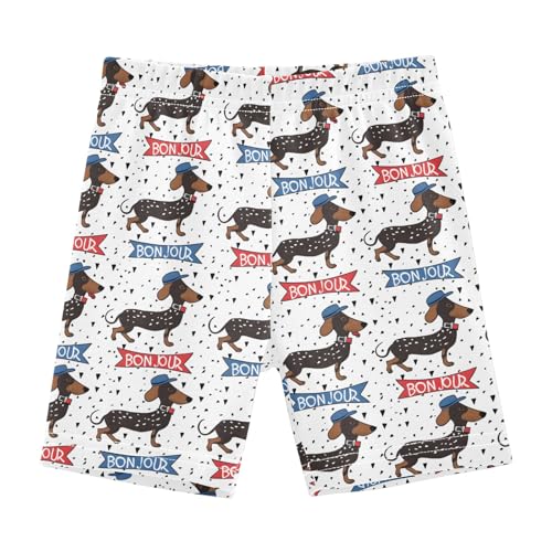 Dachshund Dog Kiss Girls Shorts Elastic Waist Sports Shorts Girls Leggings Pants for 4-10 Years