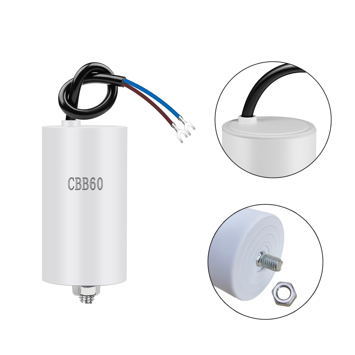 Iruihoo CBB60 Condensatore Motore 10 µF 450 V 50/60 Hz Avviamento con Filo M8
