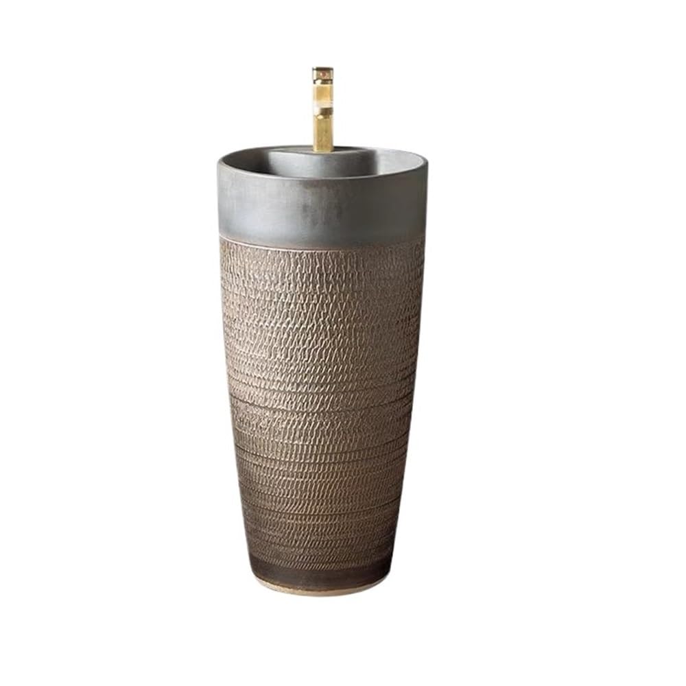 Zhaoj24-05 One Color Pedestal Sink One Piece Pedestal Sink With Faucet And Drain Outdoor Floor-Standing Washbasin