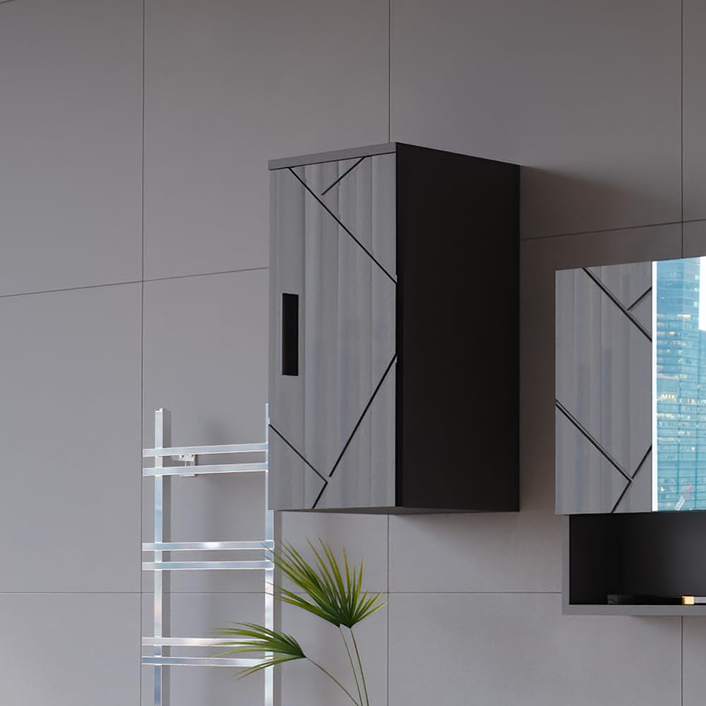 Vicco Armoire Murale Irma, Anthracite Haute Brillance, 30x59cm, adapté à la Fixation Murale et combinable avec d'autres Meubles Irma