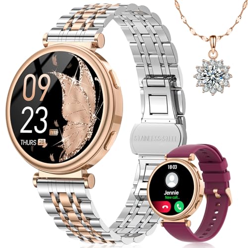 SWGOTA Reloj Inteligente Mujer con Llamadas, 1.27'' HD Smartwatch Mujer con Función Femenina 24H Pulsómetro SpO2 Sueño, 120+ Modos Deportivos Calorías IP68 Whatsapp Android iOS Regalos Mujer Oro P