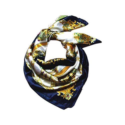 Preisvergleich Produktbild URSING Mode Frauen Quadratischer Schal Hochwertiger Schal Damenschal Schalkragen Wickelschal Damen Schal Frühling Herbst Winter Nachgemachte Seide Platz Schals Seidenschal 90X90cm (Navy)