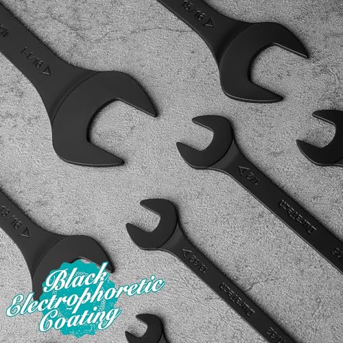 Image of DURATECH Super-Thin Open End Wrench Set, SAE, 8-Piece, 1 /4 inch to 1-1 /16 inch | Slim Wrench Set, Black Electrocoat, Rolling Pouch