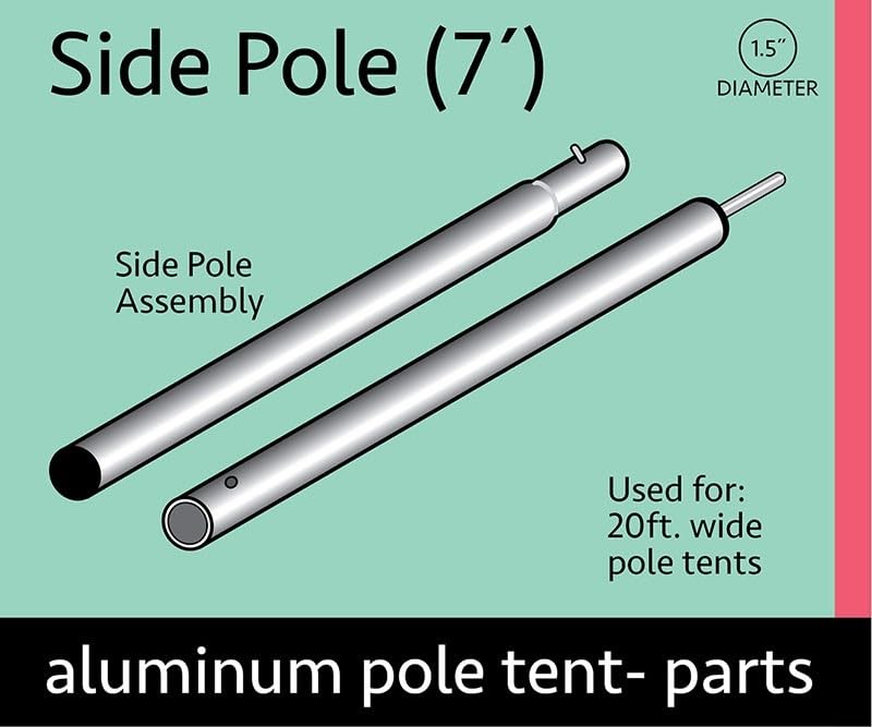 TentandTable Replacement Heavy Duty Anodized Aluminum Side Pole | 7 Foot Tall | 2 Piece