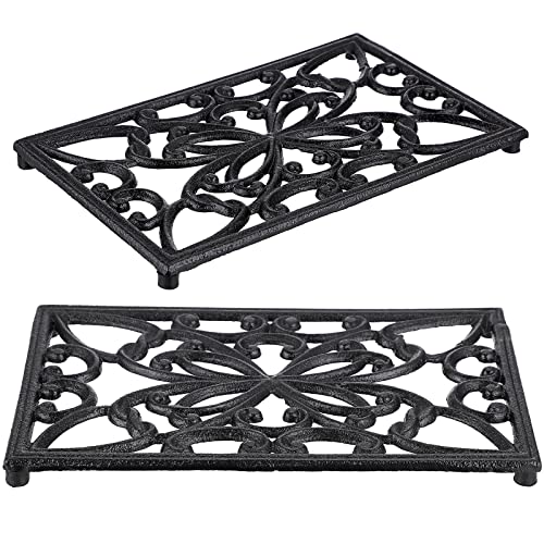 OLegei 2pcs Dessous de Plat rectangulaire en Fonte Vintage avec Pattes en Caoutchouc protéger Les...