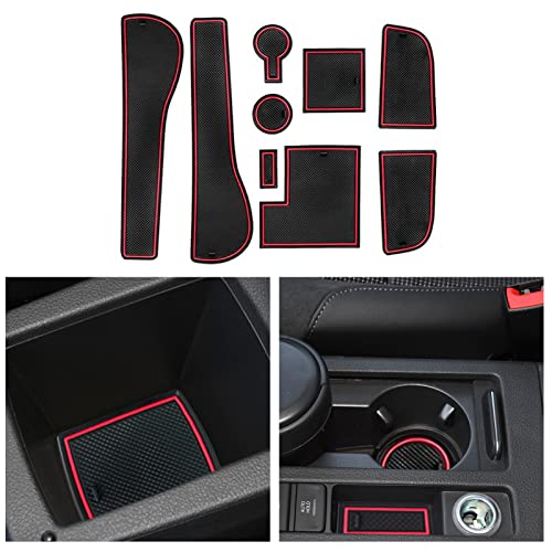 CDEFG para Golf 7 7.5 R GTD GTI GTE Alfombrillas de Goma Antideslizantes para Reposabrazos Consola Central Portavasos Coche Accesorios (Rojo)