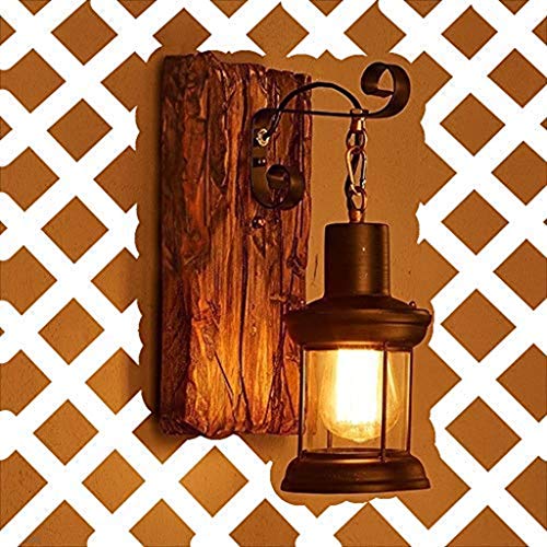 A.1.Coo Bois Lampe rétro en bois rustique de mur de salon de chambre à coucher [Niveau énergétique A ++] Cover