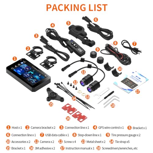 XRC TECH Sistema de navegação inteligente de motocicleta de 5 polegadas câmera de painel WiFi conduç