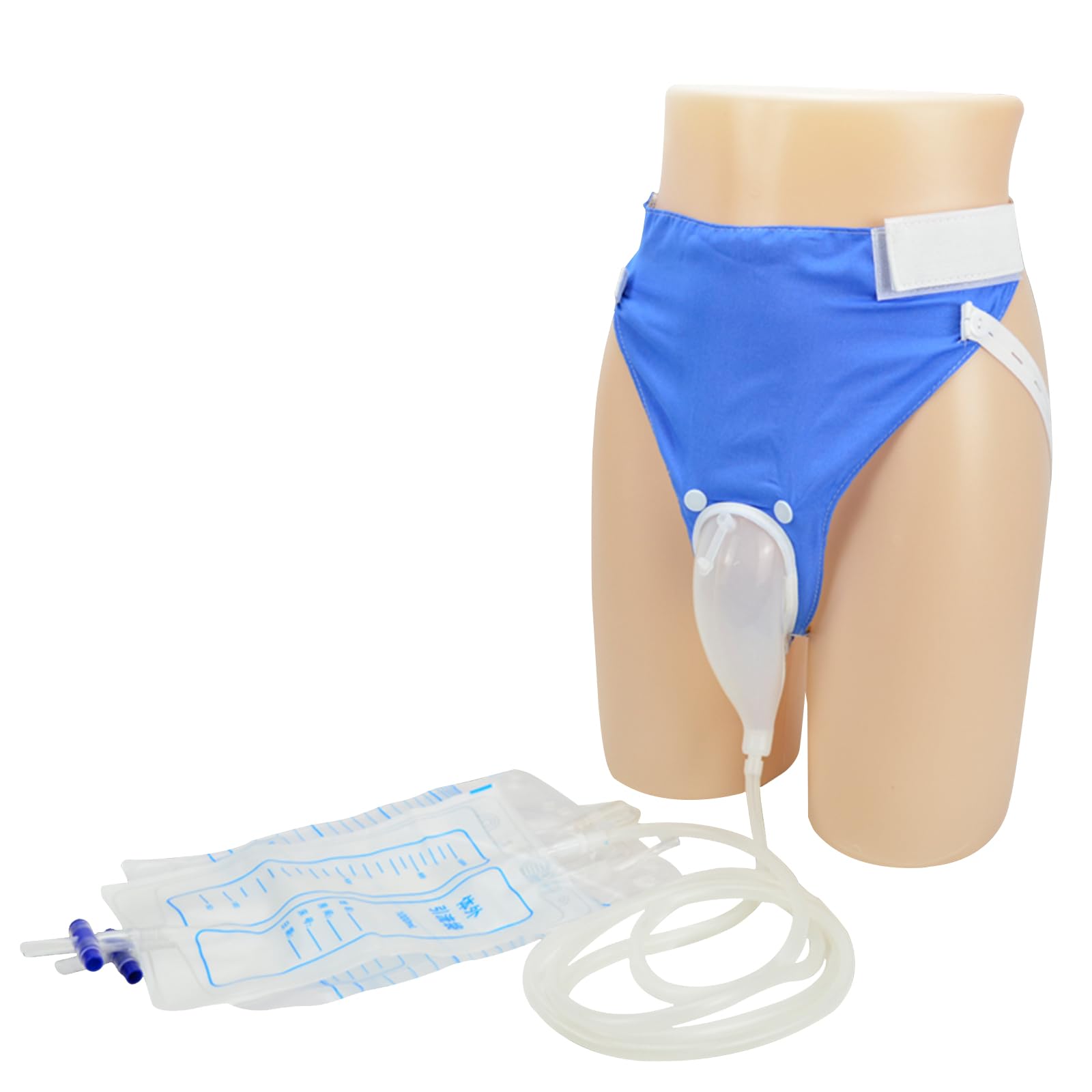 Urine Collection Bag Condom Catheters for Men Reusable Portable Wearable Urinary Drainage with 2 Urine Catheter Bag System (Blue-Elderly Men)