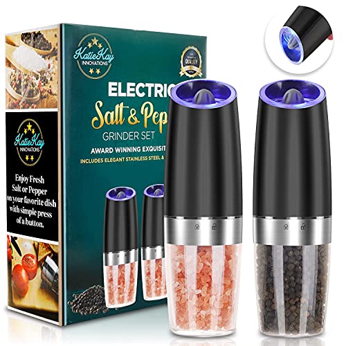 Electric Gravity Pepper Grinder set of 2, Automatic Salt and Pepper