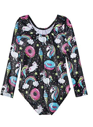 HOZIY Gymnastics Leotards for Girls Unicorn Pink Purple Sparkly Dancewear Activewear Quick Dry