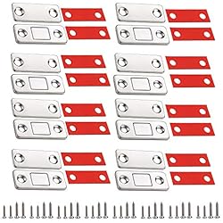 QUCUMER 8 Pcs Imanes Puertas Armario Iman Puertas Correderas Iman Puerta Adhesivo Iman Cerrar Puertas Iman Magnetico para Armario Cajones Puerta Corredera Contraventanas + 16 Adhesivos + 32 Tornillos