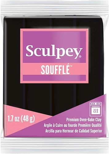 Sculpey Soufflé Polymer Horno Arcilla para horno, Poppyseed Black, no tóxica, barra de 1.7 oz. Ideal para hacer joyas, vacaciones, bricolaje, medios