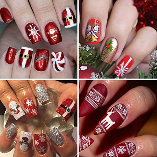 48 Sheets Christmas Nail Art Decals - Water Transfer Diy Nail Stickers Stencil For Women Girls Kids Manicure Nail Salon #TOP6