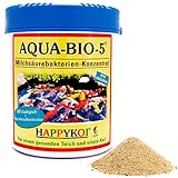 HAPPYKOI Aqua-Bio-5® Milchsäurebakterien-Konzentrat in Pulverform mit Enzym-Hefezellen, Vorbeugung gegen Krankheiten bei Koi u. Teichen, Gartenteiche, Aquarien | Jumbo Dose - Inhalt: 1500 ml