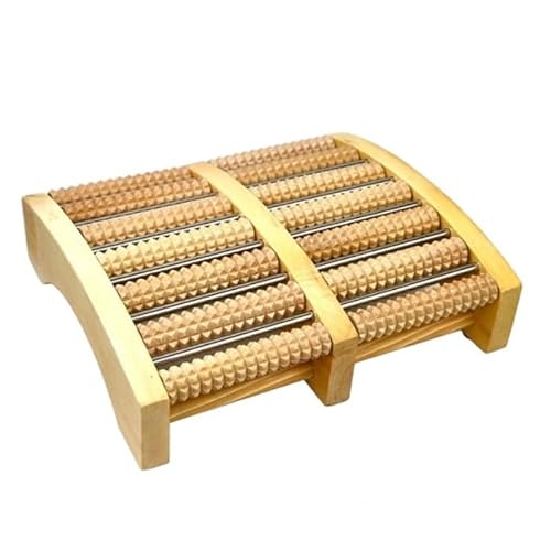 木製 マッサージローラー 踏み台 足置き台 オフィス/デスク下用 北欧風 おしゃれ 疲労軽減 体圧分散 収納便利 シンプルデザイン 健康ステップ台 大人用 カーキ色 丈夫仕様 Youlines (33*28*10.5cm)