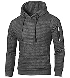 NEWISTAR Pullover für Männer Einfarbig Casual Hoodie Herren mit Reißverschlusstasche für Sport Kangaroo Jack Sweatshirt Winter Streetwear Grau XL