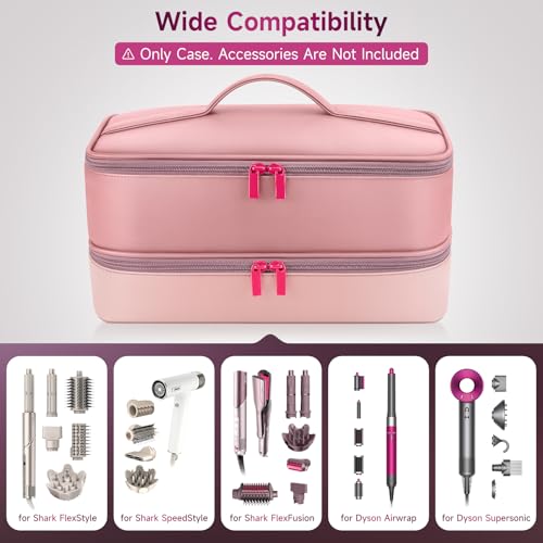 Image of Adworte Travel Hair Dryer Case for Shark FlexFusion, Portable Hair Tools Bag, Double-Layer Storage Carrying Case for Shark FlexStyle Blow Dryer, FlexFusion & Fusion Air Straightener Attachments Holder