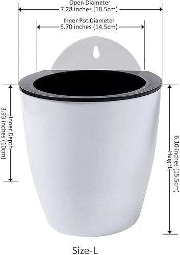 Miniatura 6 de ShoppeWatch Macetas de pared con riego automático para plantas de interior, paquete de 7 unidades, grandes, de 7 pulgadas con ganchos, macetas de