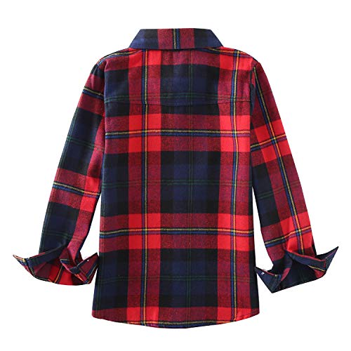 Boys Girls Plaid Shirts Long Sleeve Button Down Flannel Dress Shirts 2T - 8T2