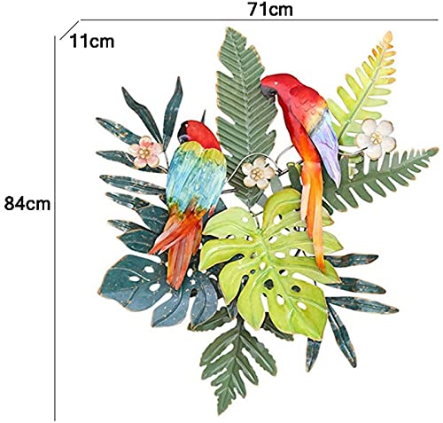 Xzgden Wall Decorations, Metal Wall Art Sculpture, Flower And Bird Wall Decoration-Parrot On Branches Tropical Rain Forest Pictures Wall Hanging 3 Sizes (Color : 71X84X11Cm) (Color : 71X84X11Cm) #TOP3