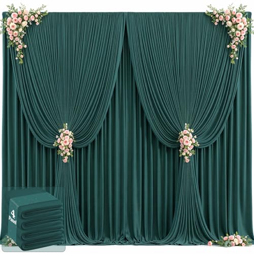 20ft x 12ft Emerald Green Backdrop Curtains Wrinkle Free Backdrop Curtain for Wedding Parties Fabric Backdrops Drapes Back Drop Cloth Bridal Shower Stage Curtains Wedding Decorations for Reception