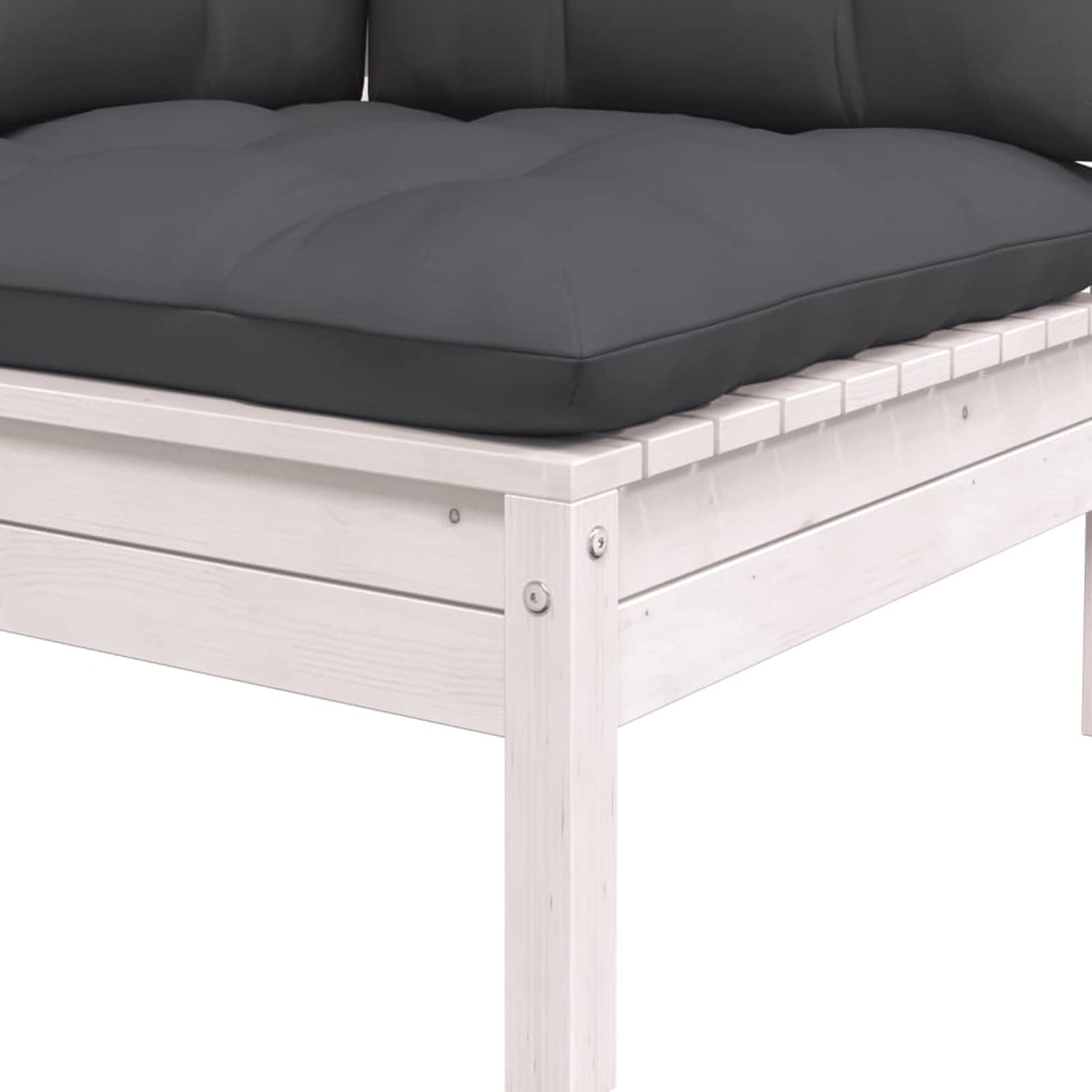 Homgoday Sofá de jardín de 2 plazas con Cojines Madera de Pino blancosofa Exterior palets Madera Sofa palets Exterior BlancoSofá de Esquina (2 Unidades)