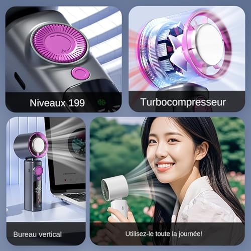 Ventilador de turbina portátil y plegable con batería de 4000 mAh para camping y viaje 8