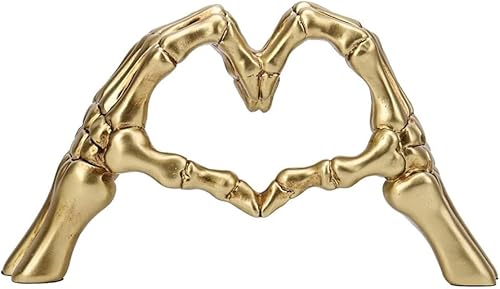 Estatuas de escritorio con forma de corazón, escultura de gesto de dedo, decoración de esqueleto, amor, mano, corazón, estatuas de gestos para sala