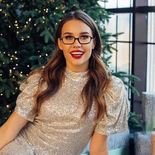 Image of FEISEDY Fashion Rectangular Blue Light Glasses for Women Retro Small Frames Vintage Trendy 90s Square Eyeglasses B0255