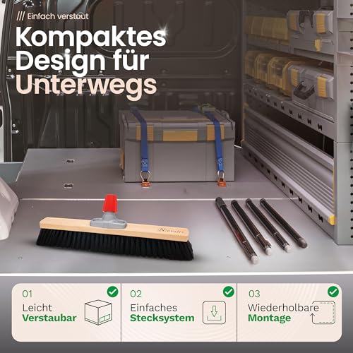 Novaliv 2X Saalbesen 50 cm mit Stiel Borsten Rosshaarbesen Besen fein Ideal als Werkstattbesen mit Stiel Hallenbesen Industriebesen Hausbesen Kehrbesen Zimmerbesen Haarbesen Stubenbesen Besen weich – Bild 5