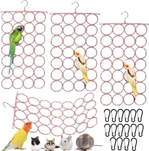 bird perch with climbing net – 5 Surprising Features You Didn't Expect 6 Yopay 4 Pack Parrot Bird Swing Hanging Toys, Rat Climbing Ladder Rope Perch, Net Toy for Cage, Mouse, Mice, Parakeets Cockatiels Conures Lovebirds, Multiple Purpose Scarf Hanger