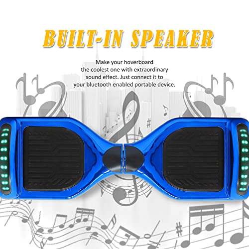 Tps Power Sports Electric Hoverboard Self Balancing Scooter For Kids And Adults Hover Board With 6.5" Wheels Built-In Speaker Bright Led Lights Ul2272 Certified (Chrome Blue) #TOP5