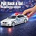 2 Pack Metal Diecast NY Police Cars Pull Back Battery Powered Toy Vehicles with LED Headlights and Siren Sounds 1:32 Scale