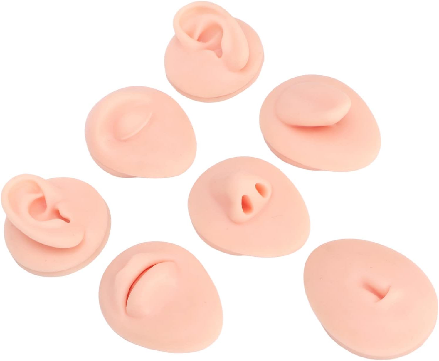 Piercing Practice Model Soft Silicone Piercing Body Model with Display Rack for Eyebrow, Nose, Lip, Tongue, Navel, Ear, Jewelry Display (Light Skin Color)