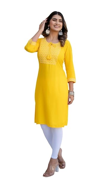 MF Hayat Women Ladies Rayon Embroidery Casul Straight Long Kurta Kurti
