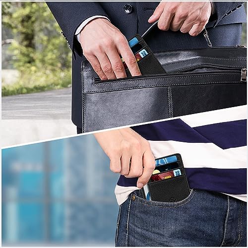 Image of FINTIE Slim Minimalist Front Pocket Wallet, RFID Blocking Credit Card Holder Card Cases with ID Window for Men Women (Black)