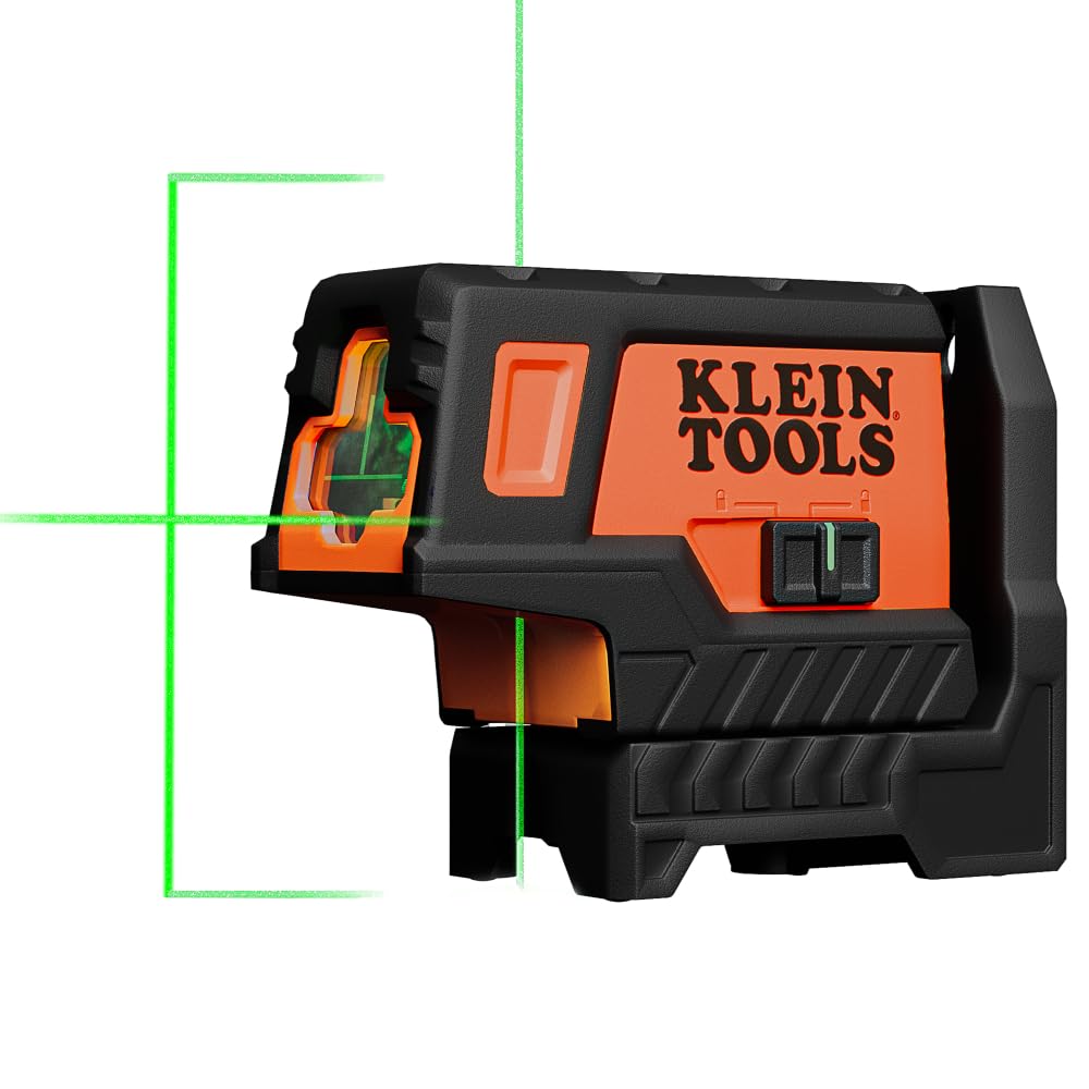 Klein Tools 93MCLPG Compact Self-Leveling Laser Level with Plumb Spot, Bright Green Cross Line, 75-Foot Range, Laser Class 2, Power Output <1mW,